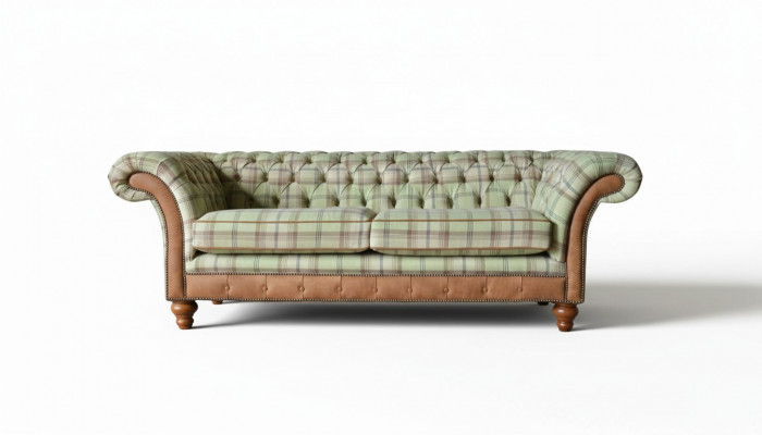 Luksusowa designerska sofa w stylu Chesterfield z trzema siedziskami