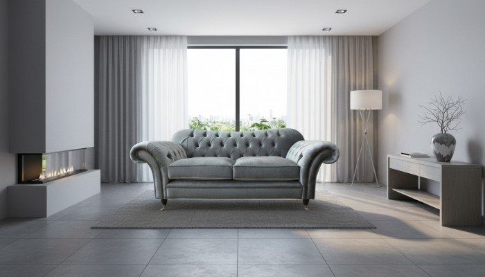 Sofa Chesterfield 2 miejsce do siedzenia Podkładka Designerskie Kanapy Sofy Szare Nowe