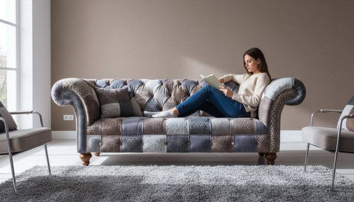 Poduszka na siedzisko sofy trzyosobowej Chesterfield Material Couch Modern Meble Nowość