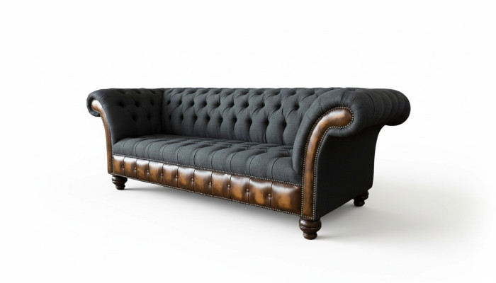 Design Czarna Sofa 3 miejsce do siedzenia Chesterfield Material Couch Sofa Podkładka Nowość
