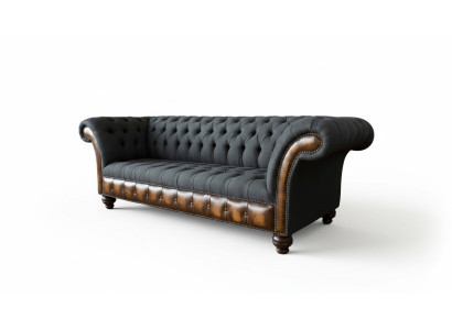 Design Czarna Sofa 3 miejsce do siedzenia Chesterfield Material Couch Sofa Podkładka Nowość