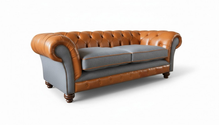 Luksusowa sofa ze sztucznej skóry w Chesterfield z 3 miejscami do siedzenia, trzyosobowa sofa