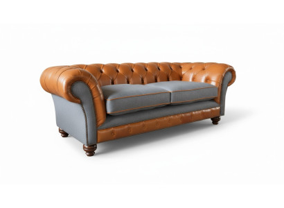 Luksusowa sofa ze sztucznej skóry w Chesterfield z 3 miejscami do siedzenia, trzyosobowa sofa
