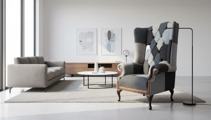 Chesterfield EarsFotel Fotel 1 miejsce siedzące Sofa Kanapa Podkładka Włókienniczy Nowość