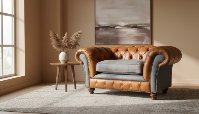 Chesterfield Fotel Design Podkładka Sofa Kanapa Sofy 1 miejsce siedzące Włókienniczy Nowość