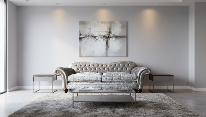 Luksusowa klasyczna trzyosobowa sofa Chesterfield w kolorze szarym