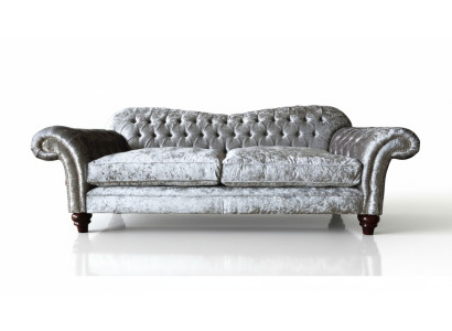 Luksusowa klasyczna trzyosobowa sofa Chesterfield w kolorze szarym