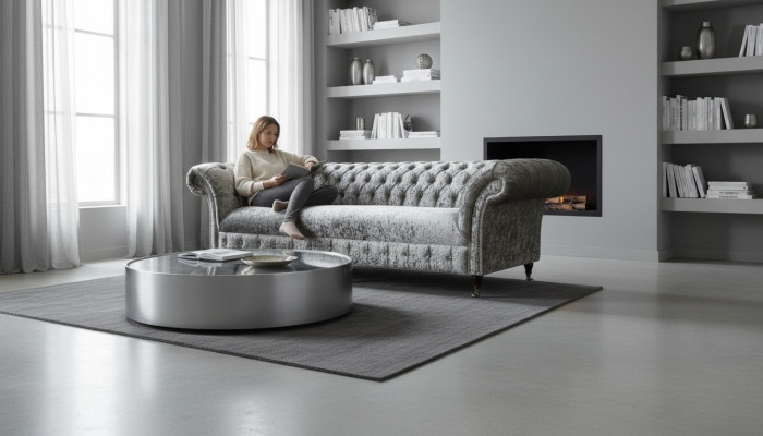 Sofa trzyosobowa Chesterfield kanapa Aksamit Podkładka sofy salonowa nowa