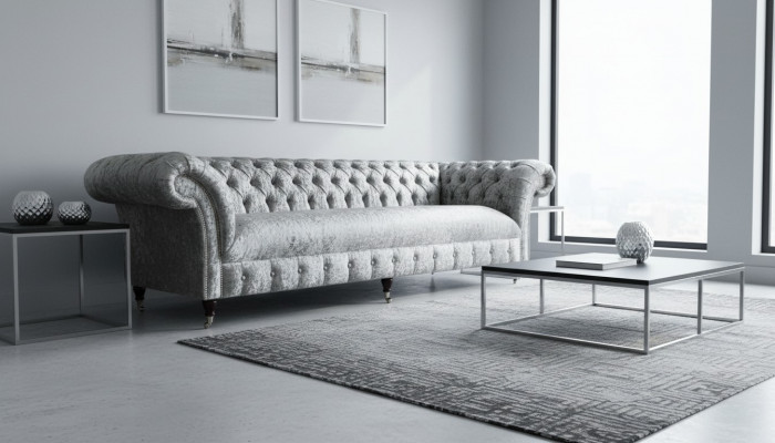 Sofa trzyosobowa Chesterfield kanapa Aksamit Podkładka sofy salonowa nowa