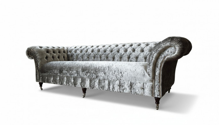 Sofa trzyosobowa Chesterfield kanapa Aksamit Podkładka sofy salonowa nowa