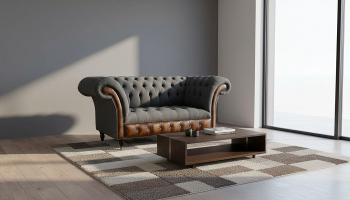 Design Chesterfield Materiał Couch Fotel 1,5 miejsca do siedzenia Podkładka Sofas Lounge