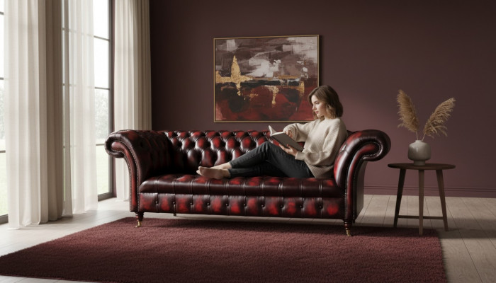 Chesterfield Skóra Sofa 3 miejsce do siedzenia Brown Designer Couch Luxury Podkładka Nowość