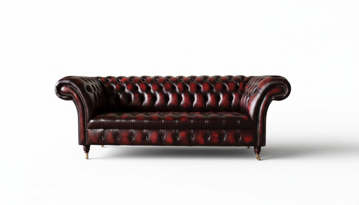 Chesterfield Skóra Sofa 3 miejsce do siedzenia Brown Designer Couch Luxury Podkładka Nowość