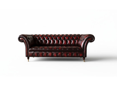 Chesterfield Skóra Sofa 3 miejsce do siedzenia Brown Designer Couch Luxury Podkładka Nowość
