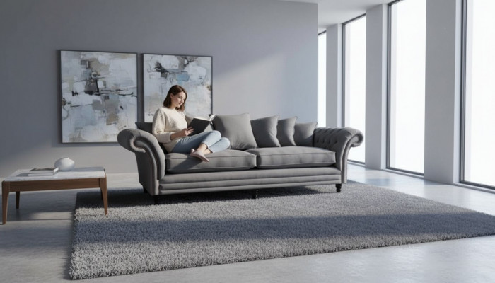 Chesterfield Couch Podkładka Sofas Classic Sofa 4 miejsce do siedzenia Couches Grey