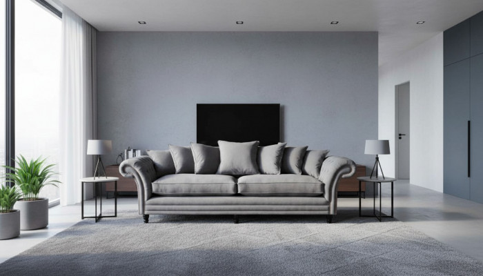 Chesterfield Couch Podkładka Sofas Classic Sofa 4 miejsce do siedzenia Couches Grey