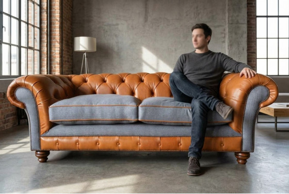 Sofa Luxury Skóra Chesterfield Couch Sofy Podkładka 3 miejsce do siedzenia Design Nowość