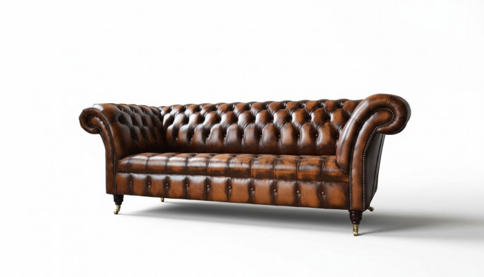 Chesterfield 3 miejsce do siedzenia Sofa Skórzana Sofa Kanapa Podkładka Siedziba Brown Sofy Nowość