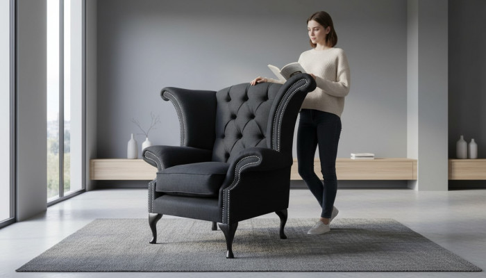 Chesterfield Włókienniczy Podkładka Sofa Design Couch Fotel 1 Siedziba EarsFotel