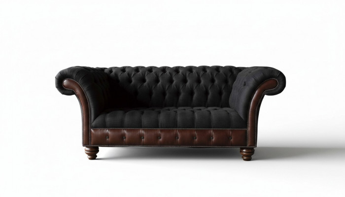 Sofa 2 miejsce do siedzenia Sofa Podkładka Sofa Materiał Chesterfield Couches Szara Nowa