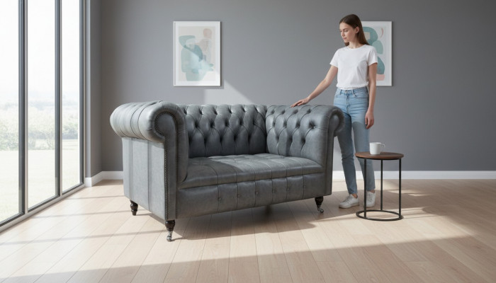 Chesterfield Sofa Couch Podkładka Sofy Classic 2 miejsce siedzące Siedziba Skóra