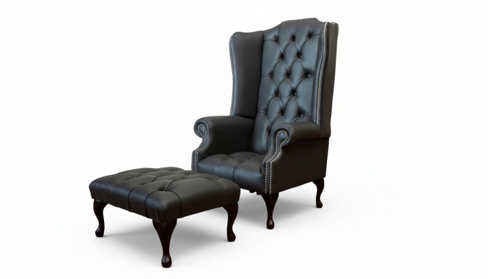 Fotel z Stołek Designerska TapicerkaFotel Chesterfield EarsFotel Nowość