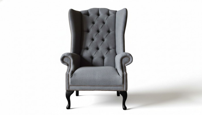 EarsFotel Chesterfield Sofa Couch Podkładka 1 miejsce siedzące Gray Fotel Włókienniczy