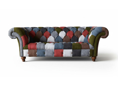 Chesterfield Couch 3 miejsce do siedzenia Podkładka Siedziba Włókienniczy Material Multicolor Sofa