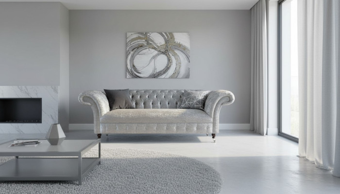 Chesterfield Design Sofa Couch 2 miejsce do siedzenia Podkładka Szare Sofy Kanapy Nowe