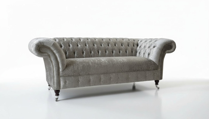 Chesterfield Design Sofa Couch 2 miejsce do siedzenia Podkładka Szare Sofy Kanapy Nowe