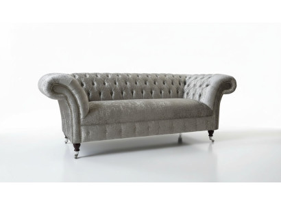 Chesterfield Design Sofa Couch 2 miejsce do siedzenia Podkładka Szare Sofy Kanapy Nowe
