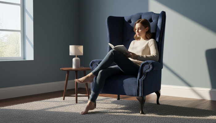 Chesterfield Design Fotel Podkładka Luxury Blue Włókienniczy Kanapy EarsFotel