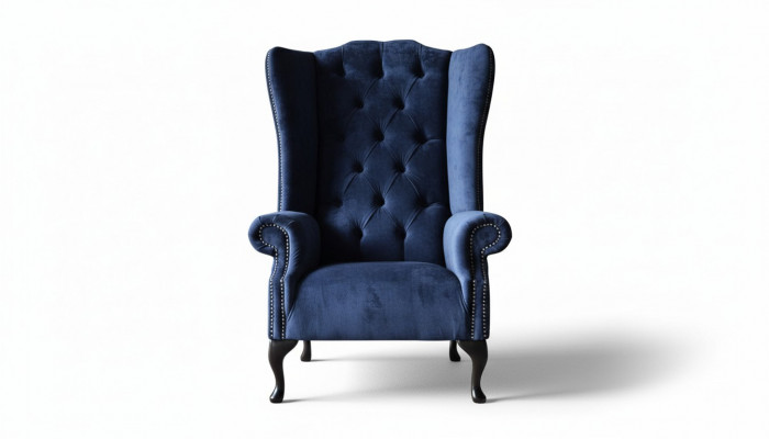 Chesterfield Design Fotel Podkładka Luxury Blue Włókienniczy Kanapy EarsFotel