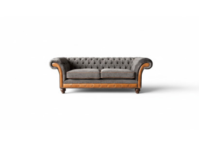 Chesterfield Sofa 3 miejsce do siedzenia Design Couch Podkładka Material Podkładka Szara