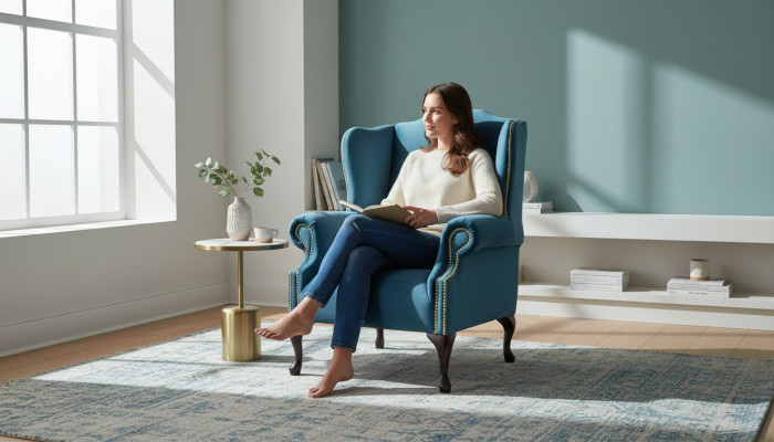 Sofa EarsFotel Jednoosobowa Chesterfield Sofa Niebieska Podkładka Meble Nowość