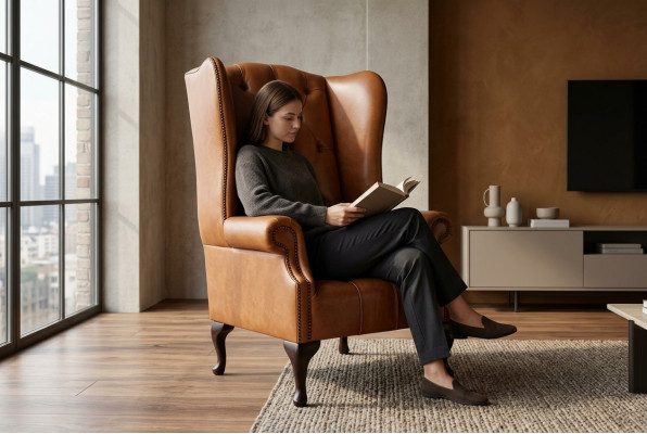 Fotel EarsFotel Chesterfield luksusowe miejsce do siedzenia salon brązowy nowe