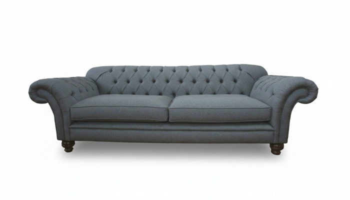 Sofa Luxury Włókienniczy Chesterfield Couch Sofy Podkładka 3 miejsce do siedzenia Grey Design