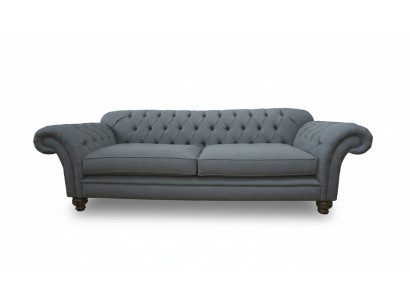 Sofa Luxury Włókienniczy Chesterfield Couch Sofy Podkładka 3 miejsce do siedzenia Grey Design