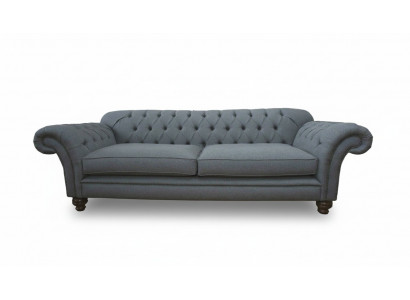 Sofa Luxury Włókienniczy Chesterfield Couch Sofy Podkładka 3 miejsce do siedzenia Grey Design