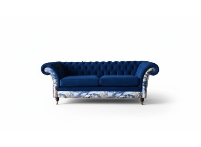Chesterfield Royal Blue Aksamit Couch Podkładka Siedziba Lounge Sofy Kanapy