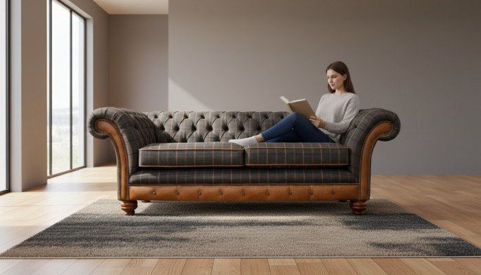 Sofa 3 miejsce do siedzenia Designerska Sofa Kanapa Podkładka Brązowe Kanapy Materiał Włókienniczy Nowy
