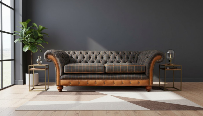 Sofa 3 miejsce do siedzenia Designerska Sofa Kanapa Podkładka Brązowe Kanapy Materiał Włókienniczy Nowy