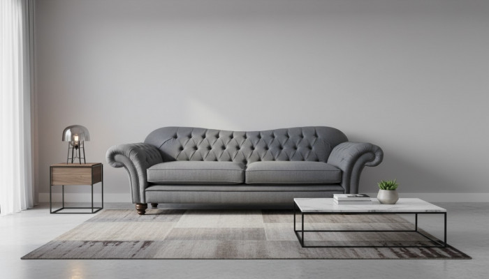 Moderm Sofa 3 miejsce do siedzenia Luksusowa kanapa włókiennicza Szare Sofy Podkładka Materiał Nowość