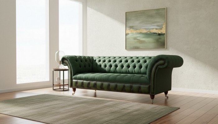 Chesterfield Sofa 3 miejsce do siedzenia Sofa Podkładka Materiał Skóra Kanapy Włókiennicze Nowość