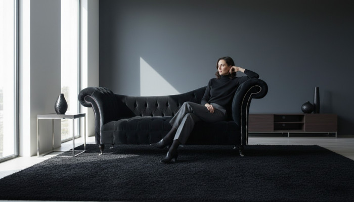 Sofa Luxury Włókienniczy Chesterfield Couch Podkładka 3 miejsce do siedzenia Ustawić Blue Aksamite