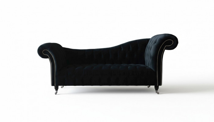 Sofa Luxury Włókienniczy Chesterfield Couch Podkładka 3 miejsce do siedzenia Ustawić Blue Aksamite