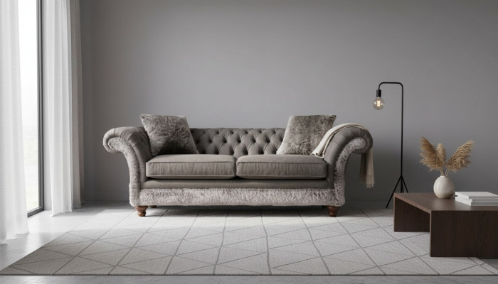 Chesterfield Sofa 3 miejsce do siedzenia Podkładka Couch Classic Material Couches Włókienniczy