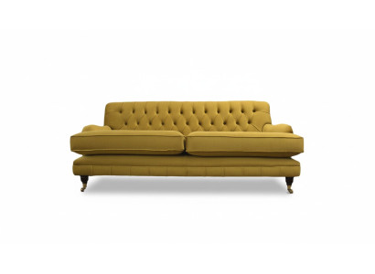 Sofa 3 miejsce do siedzenia Żółta Sofa Tapicerowana do Salonu Elegancki Design Klasyczny