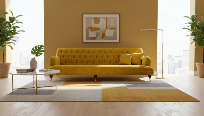 Design Chesterfield Chesterfield Włókienniczy Yellow 5 miejsce siedzące Podkładka Nowość