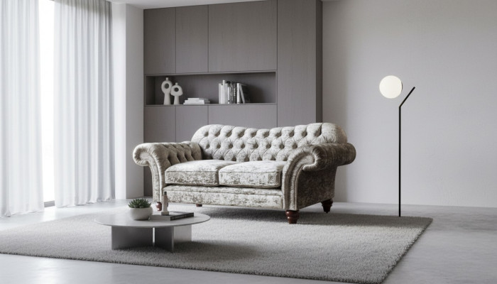 Chesterfield Podkładka Włókienniczy Sofa 2 miejsce siedzące Sofa Design Luksusowe sofy materiałowe